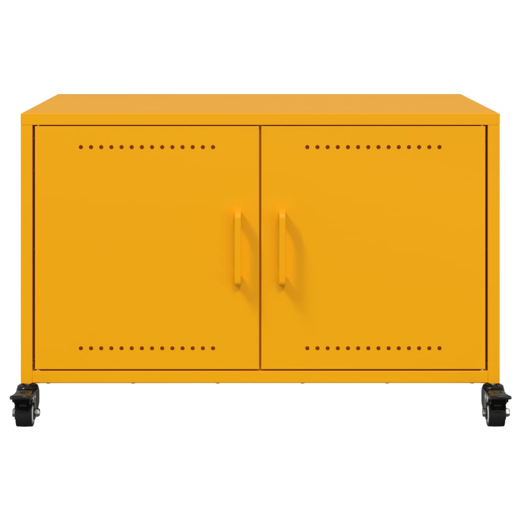 Meuble TV jaune moutarde 68x39x43,5 cm acier