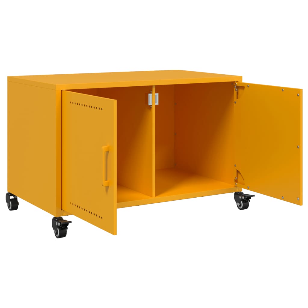 Meuble TV jaune moutarde 68x39x43,5 cm acier