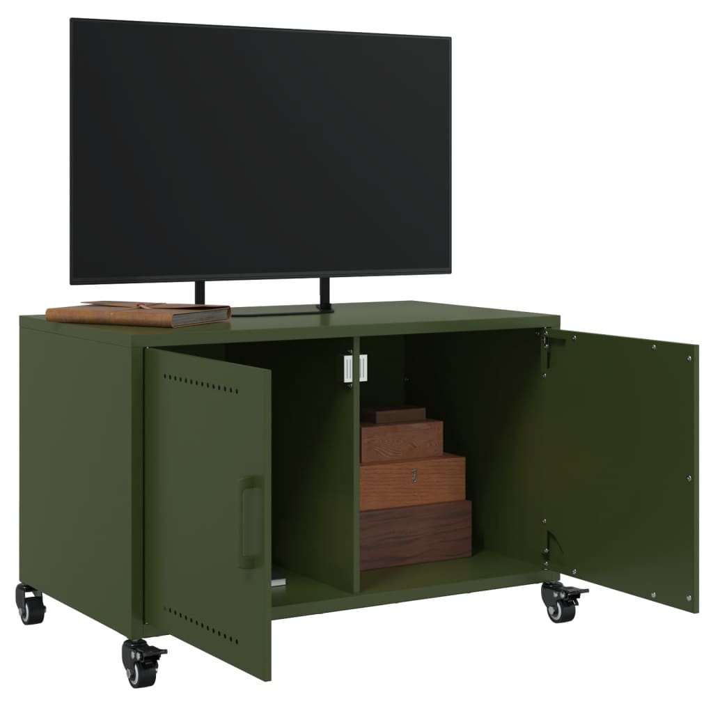 Meuble TV vert olive 68x39x43,5 cm acier