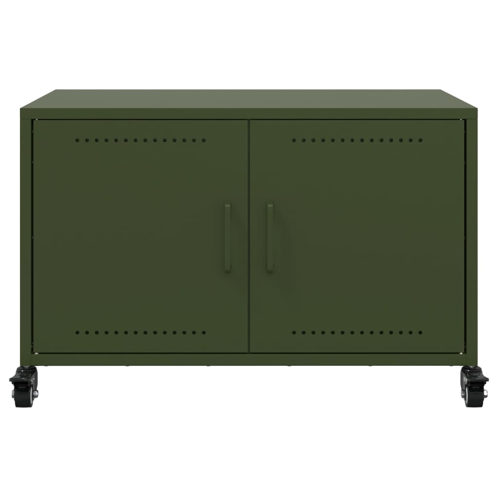 Meuble TV vert olive 68x39x43,5 cm acier