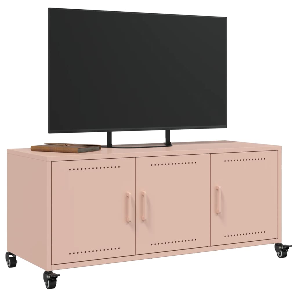 Meuble TV rose 100,5x39x43,5 cm acier