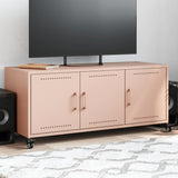 Meuble TV rose 100,5x39x43,5 cm acier