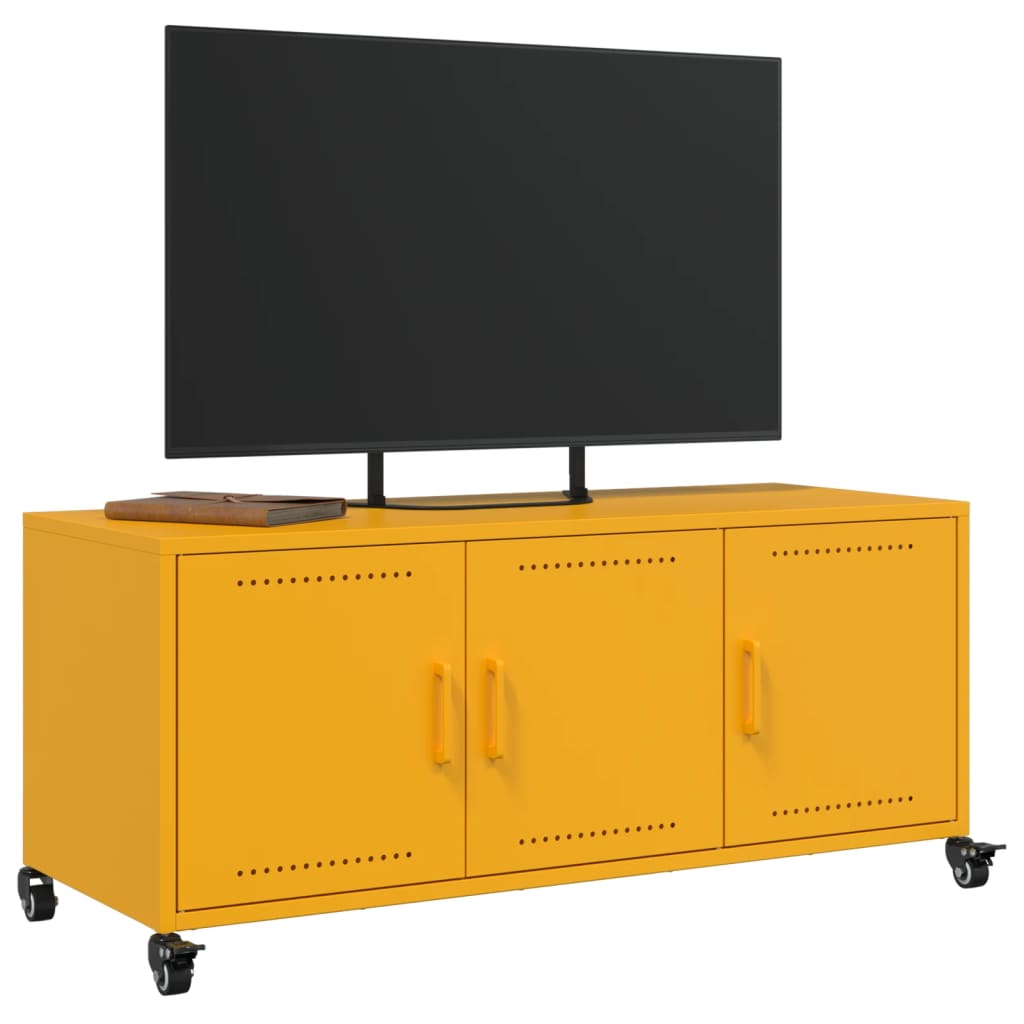 Meuble TV jaune moutarde 100,5x39x43,5 cm acier