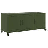 Meuble TV vert olive 100,5x39x43,5 cm acier