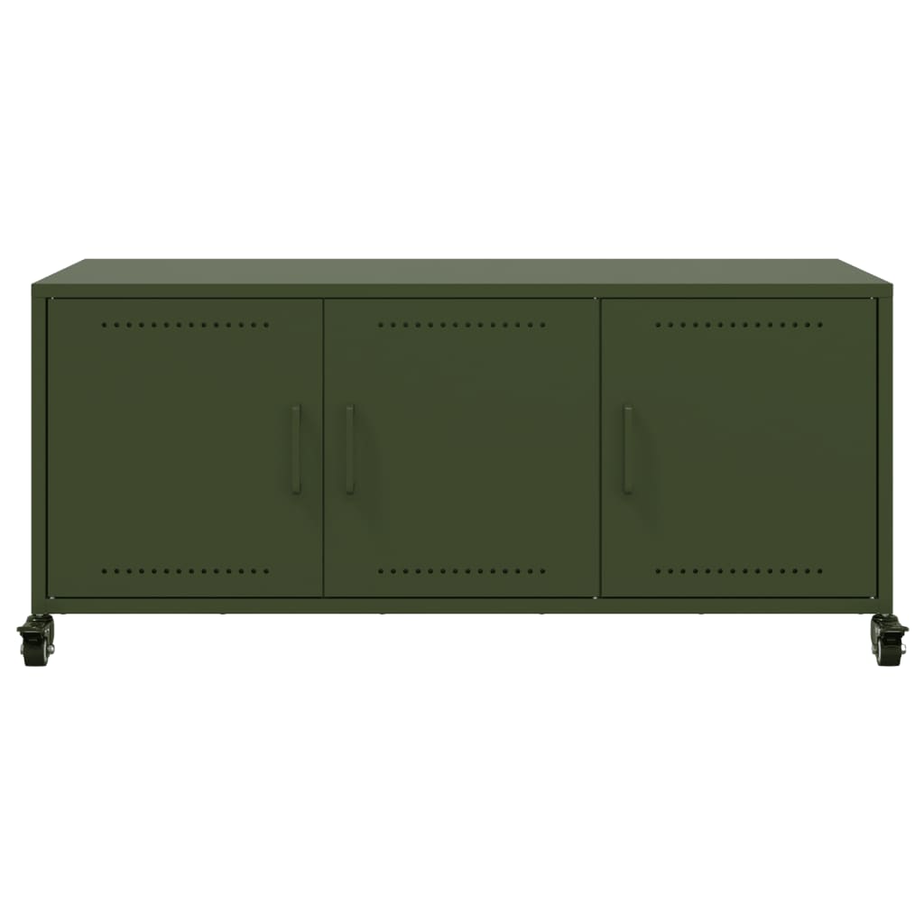 Meuble TV vert olive 100,5x39x43,5 cm acier