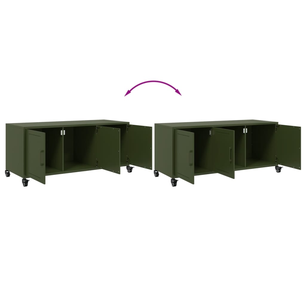 Meuble TV vert olive 100,5x39x43,5 cm acier