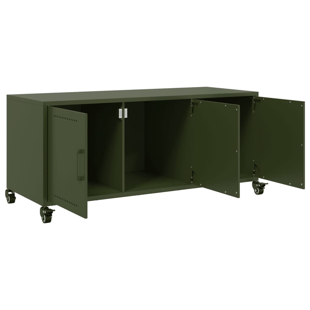 Meuble TV vert olive 100,5x39x43,5 cm acier