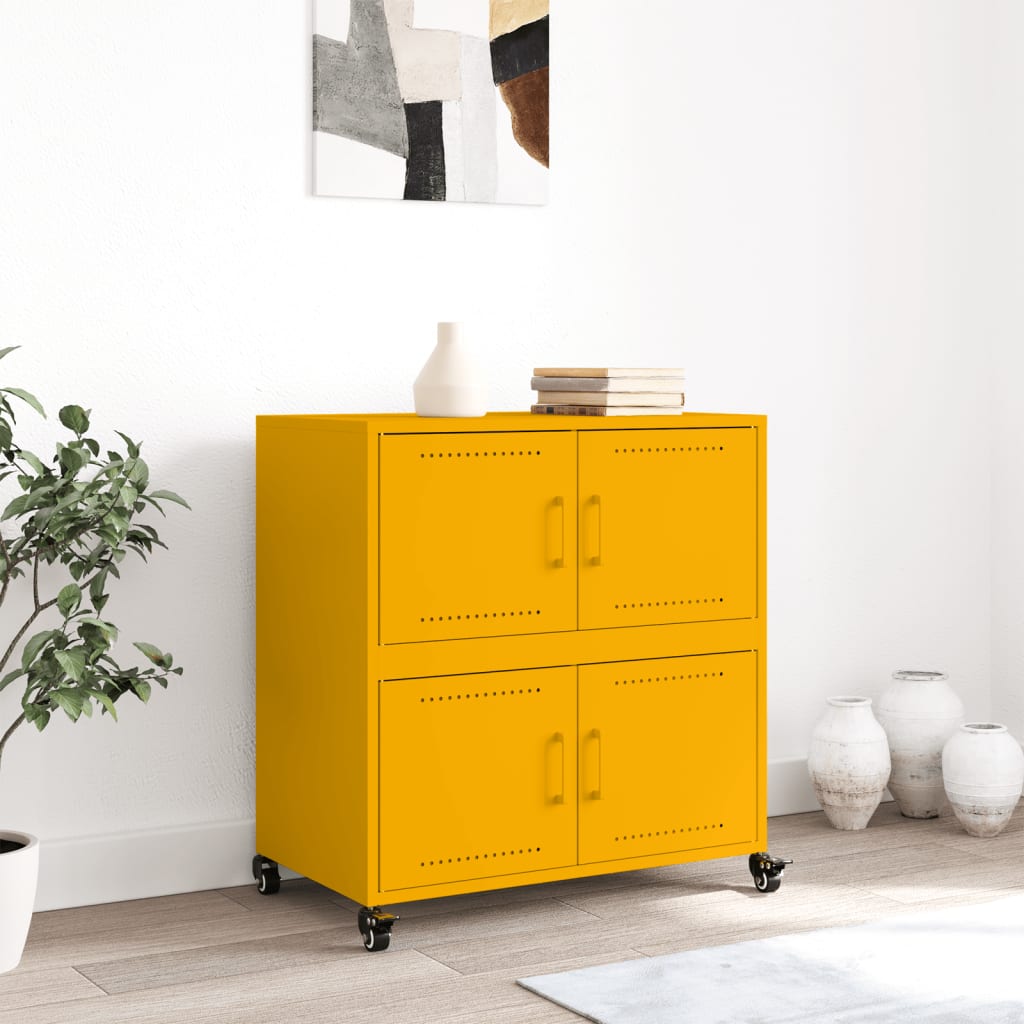 Buffet jaune moutarde 68x39x72 cm acier