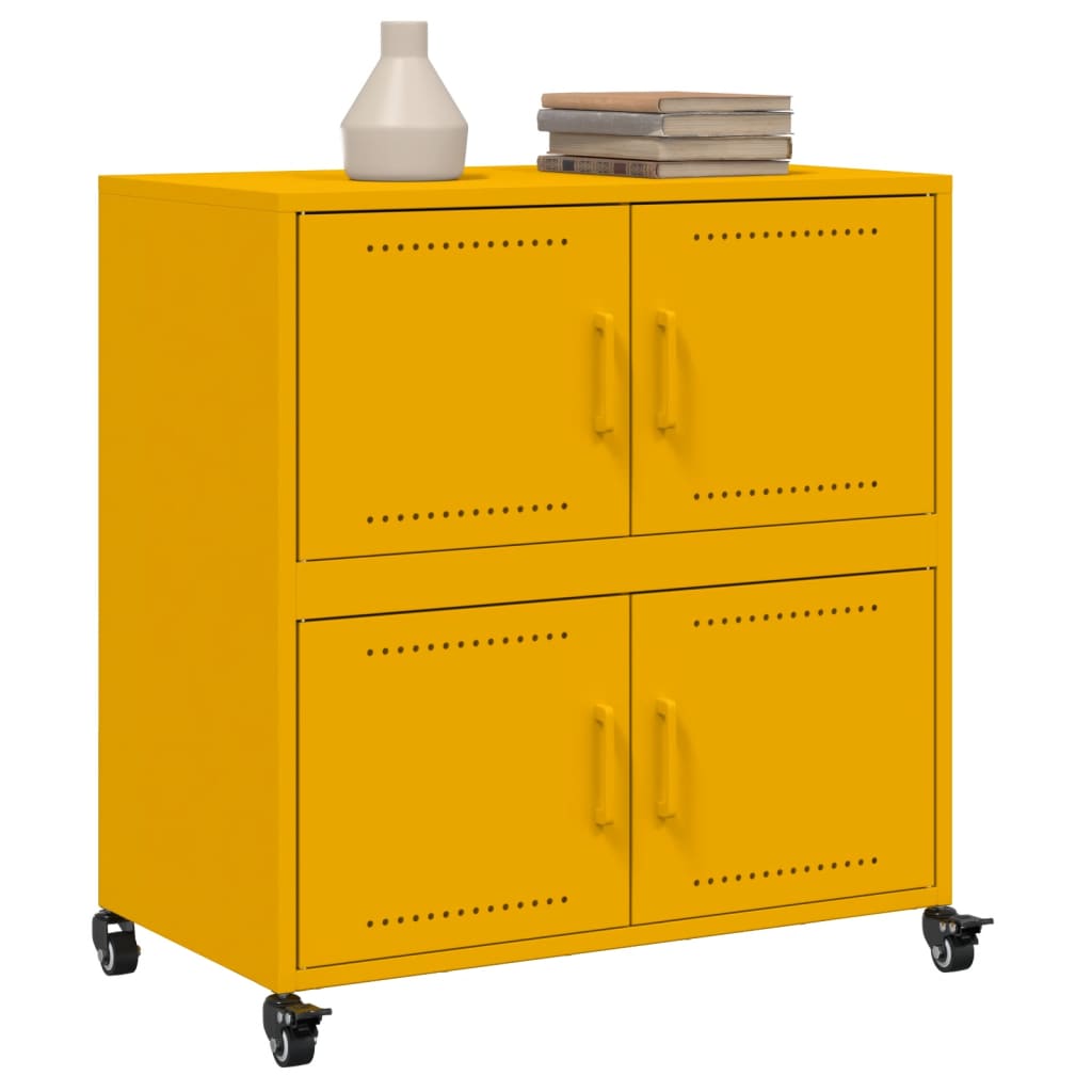 Buffet jaune moutarde 68x39x72 cm acier