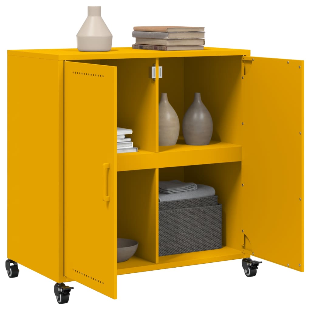 Buffet jaune moutarde 68,5x39x72 cm acier