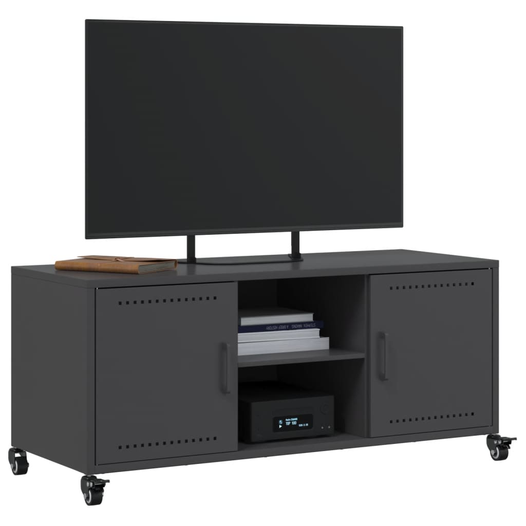 Meuble TV noir 100,5x39x43,5 cm acier