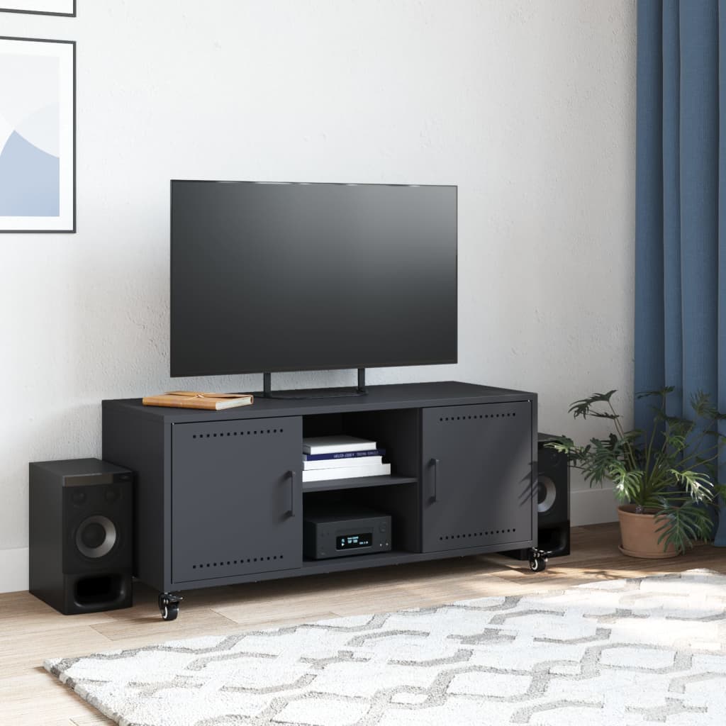 Meuble TV anthracite 100,5x39x43,5 cm acier