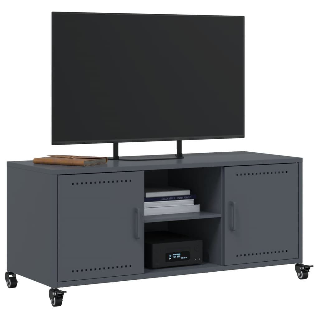 Meuble TV anthracite 100,5x39x43,5 cm acier