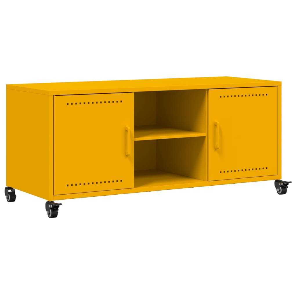 Meuble TV jaune moutarde 100,5x39x43,5 cm acier