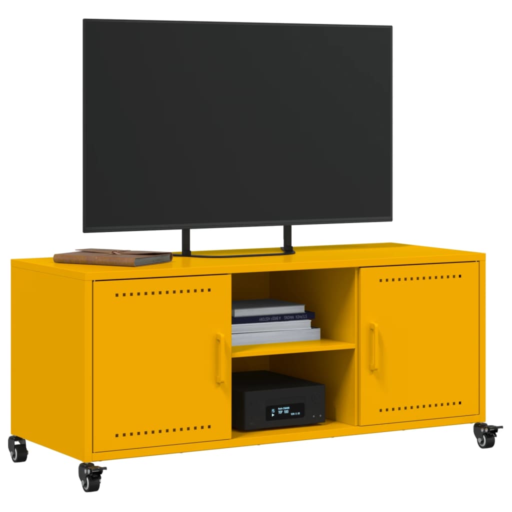 Meuble TV jaune moutarde 100,5x39x43,5 cm acier