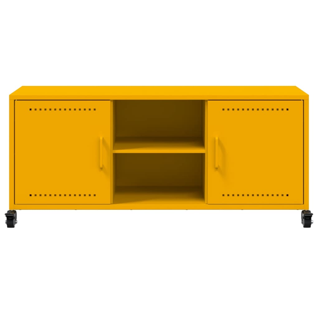 Meuble TV jaune moutarde 100,5x39x43,5 cm acier