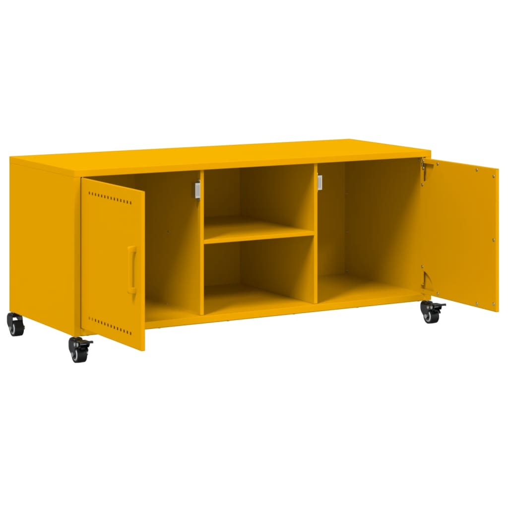 Meuble TV jaune moutarde 100,5x39x43,5 cm acier