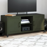 Meuble TV vert olive 100,5x39x43,5 cm acier