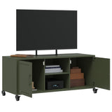 Meuble TV vert olive 100,5x39x43,5 cm acier