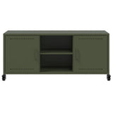 Meuble TV vert olive 100,5x39x43,5 cm acier