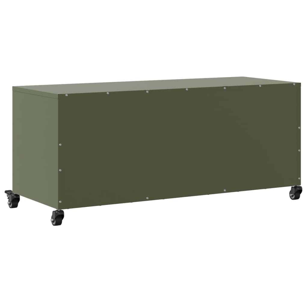 Meuble TV vert olive 100,5x39x43,5 cm acier