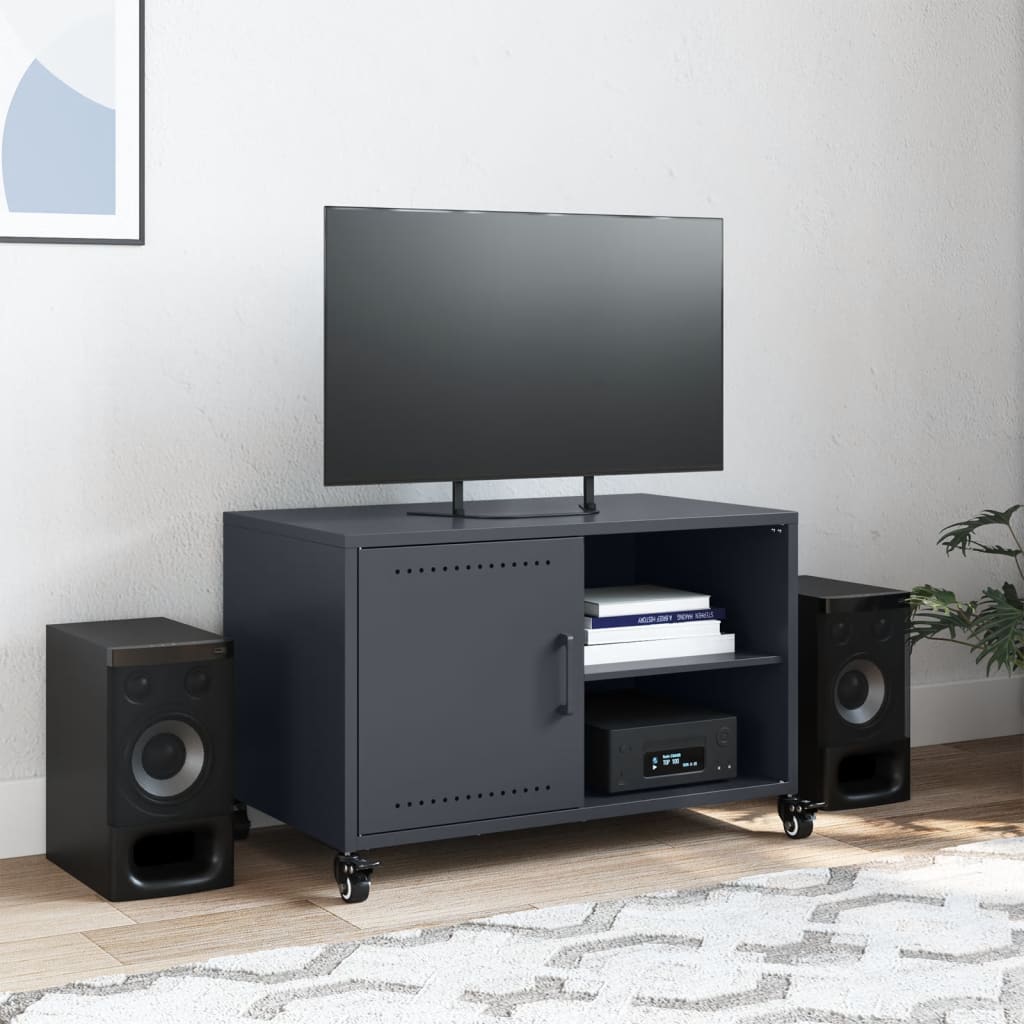 Meuble TV anthracite 68x39x43,5 cm acier