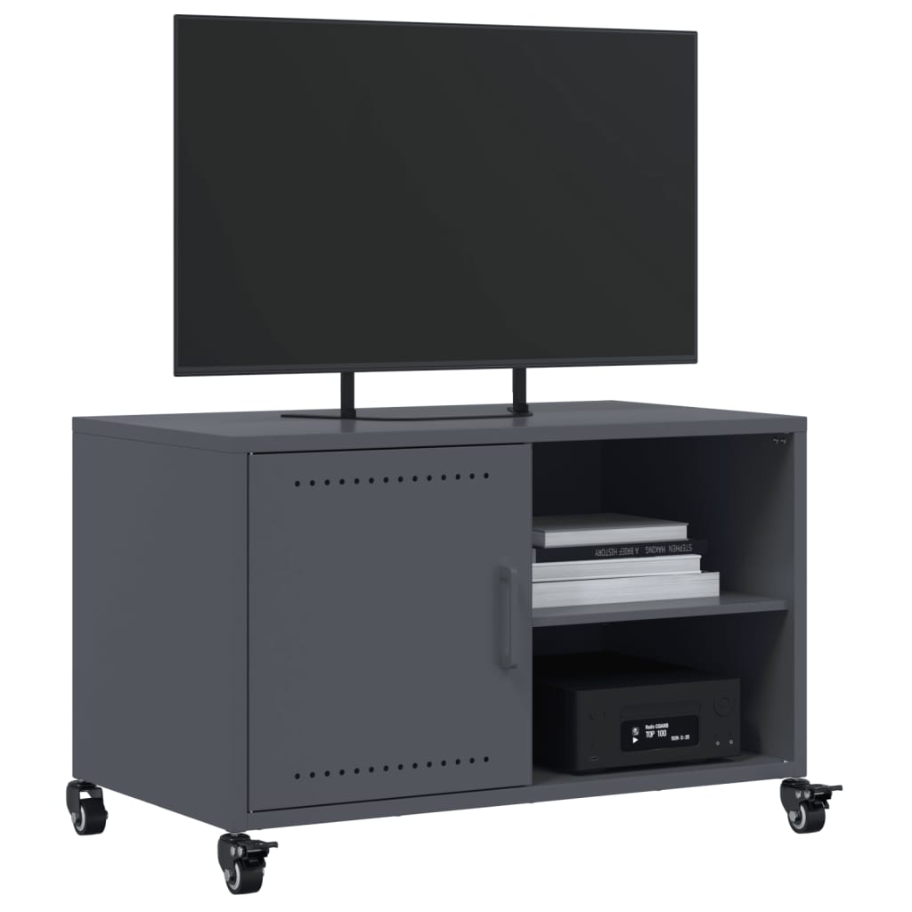 Meuble TV anthracite 68x39x43,5 cm acier