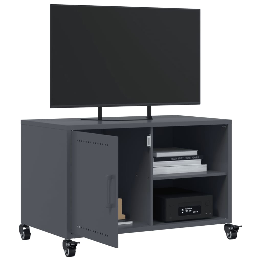 Meuble TV anthracite 68x39x43,5 cm acier