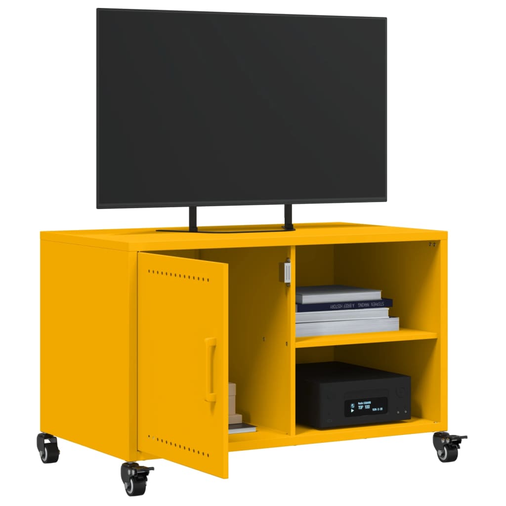 Meuble TV jaune moutarde 68x39x43,5 cm acier