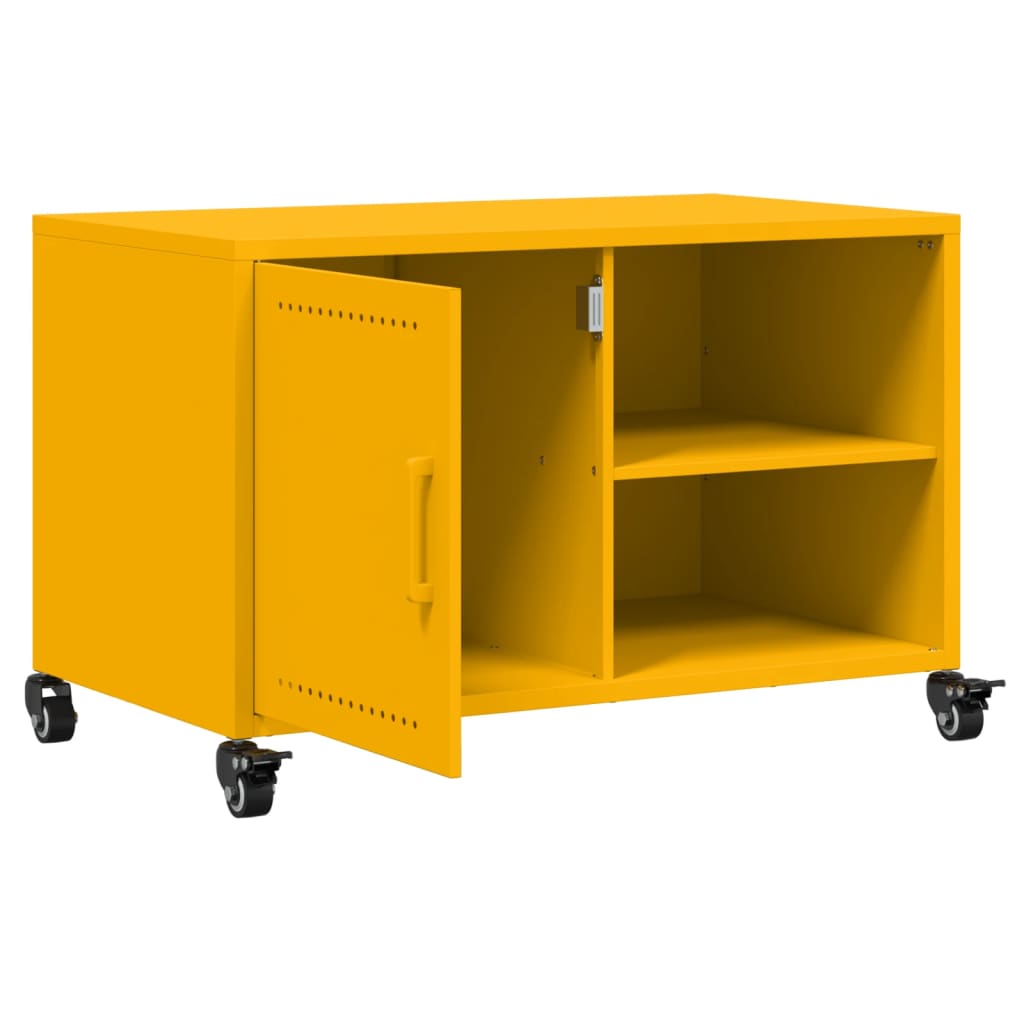 Meuble TV jaune moutarde 68x39x43,5 cm acier