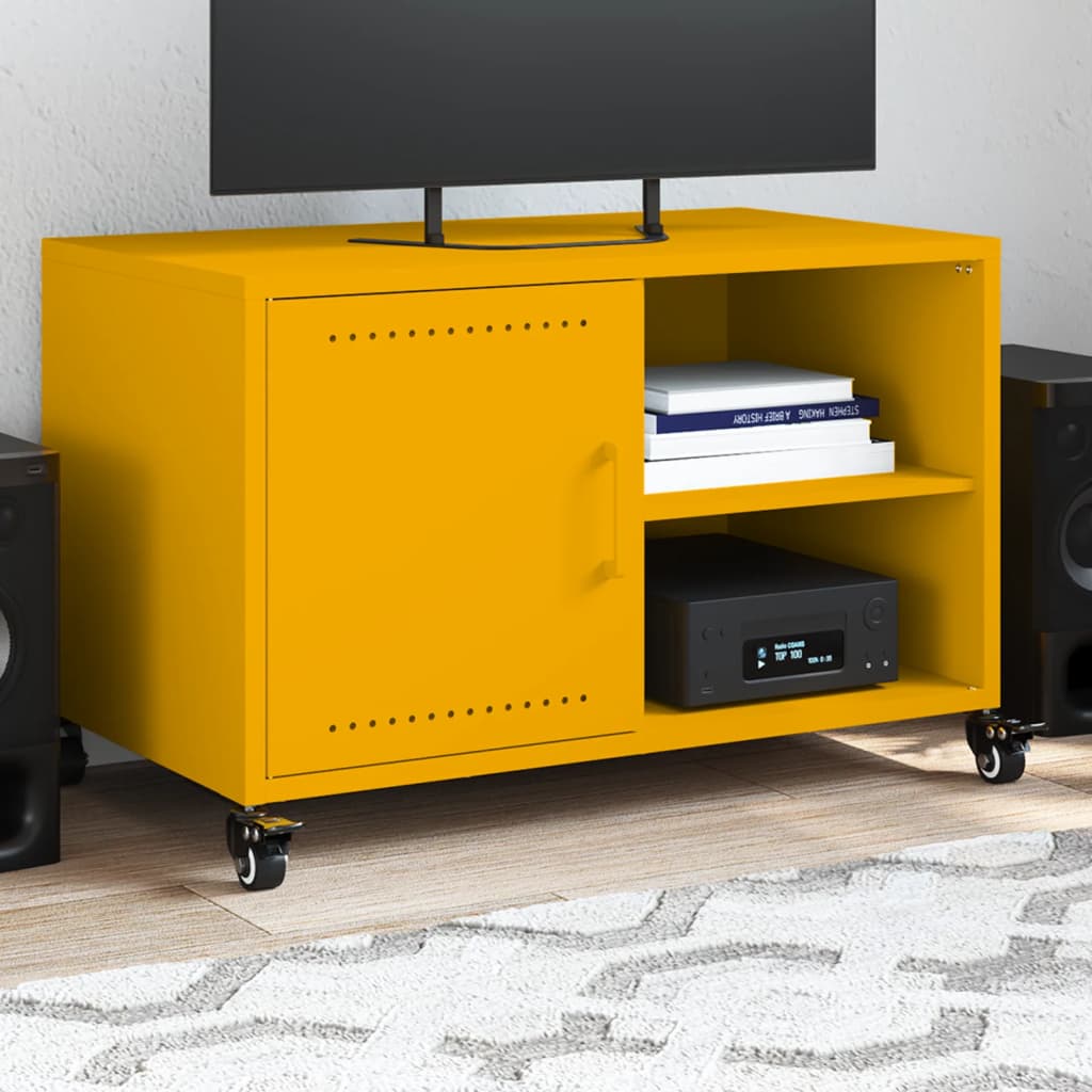 Meuble TV jaune moutarde 68x39x43,5 cm acier