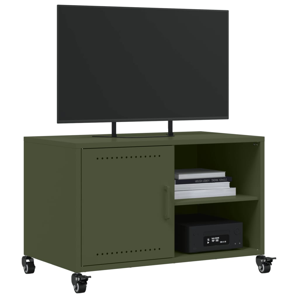 Meuble TV vert olive 68x39x43,5 cm acier