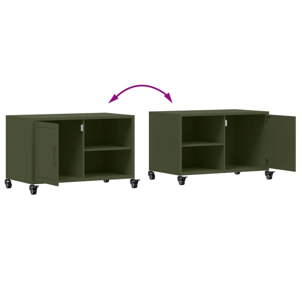 Meuble TV vert olive 68x39x43,5 cm acier