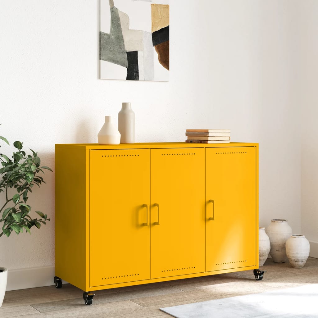 Buffet jaune moutarde 100,5x39x72 cm acier