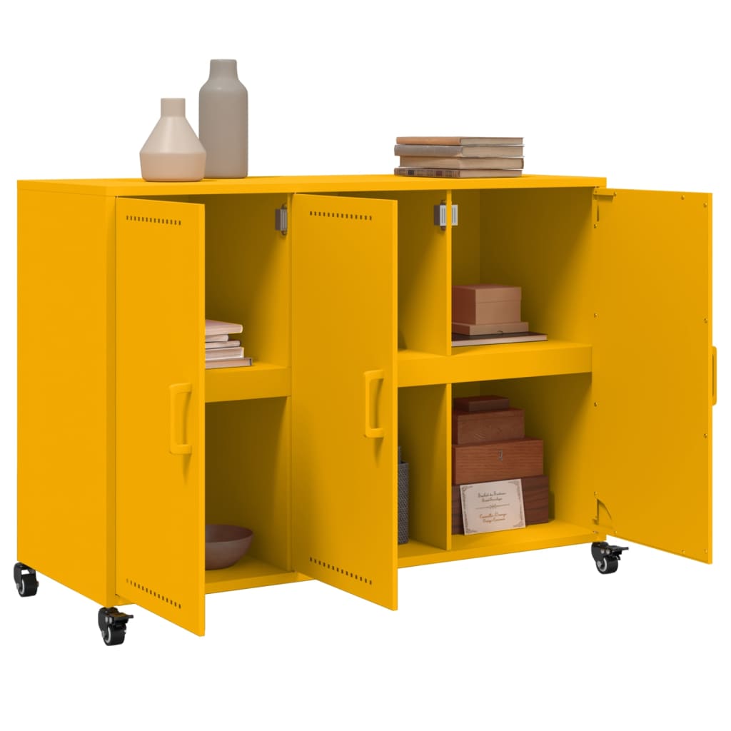 Buffet jaune moutarde 100,5x39x72 cm acier