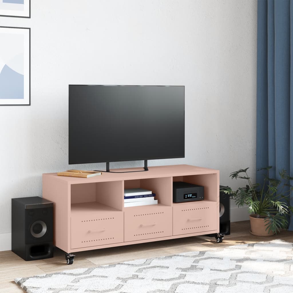 Meuble TV rose 100,5x39x43,5 cm acier