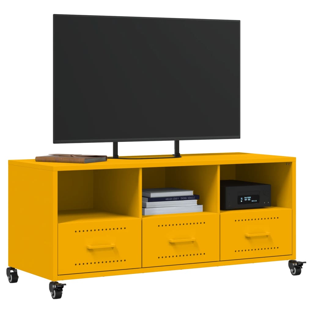 Meuble TV jaune moutarde 100,5x39x43,5 cm acier