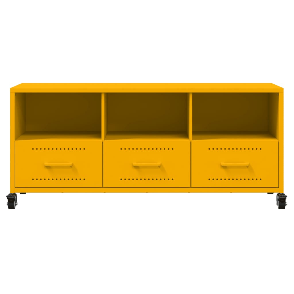 Meuble TV jaune moutarde 100,5x39x43,5 cm acier