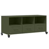 Meuble TV vert olive 100,5x39x43,5 cm acier