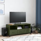 Meuble TV vert olive 100,5x39x43,5 cm acier