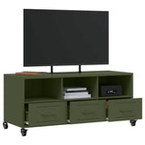 Meuble TV vert olive 100,5x39x43,5 cm acier