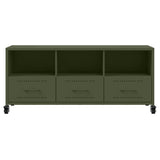 Meuble TV vert olive 100,5x39x43,5 cm acier