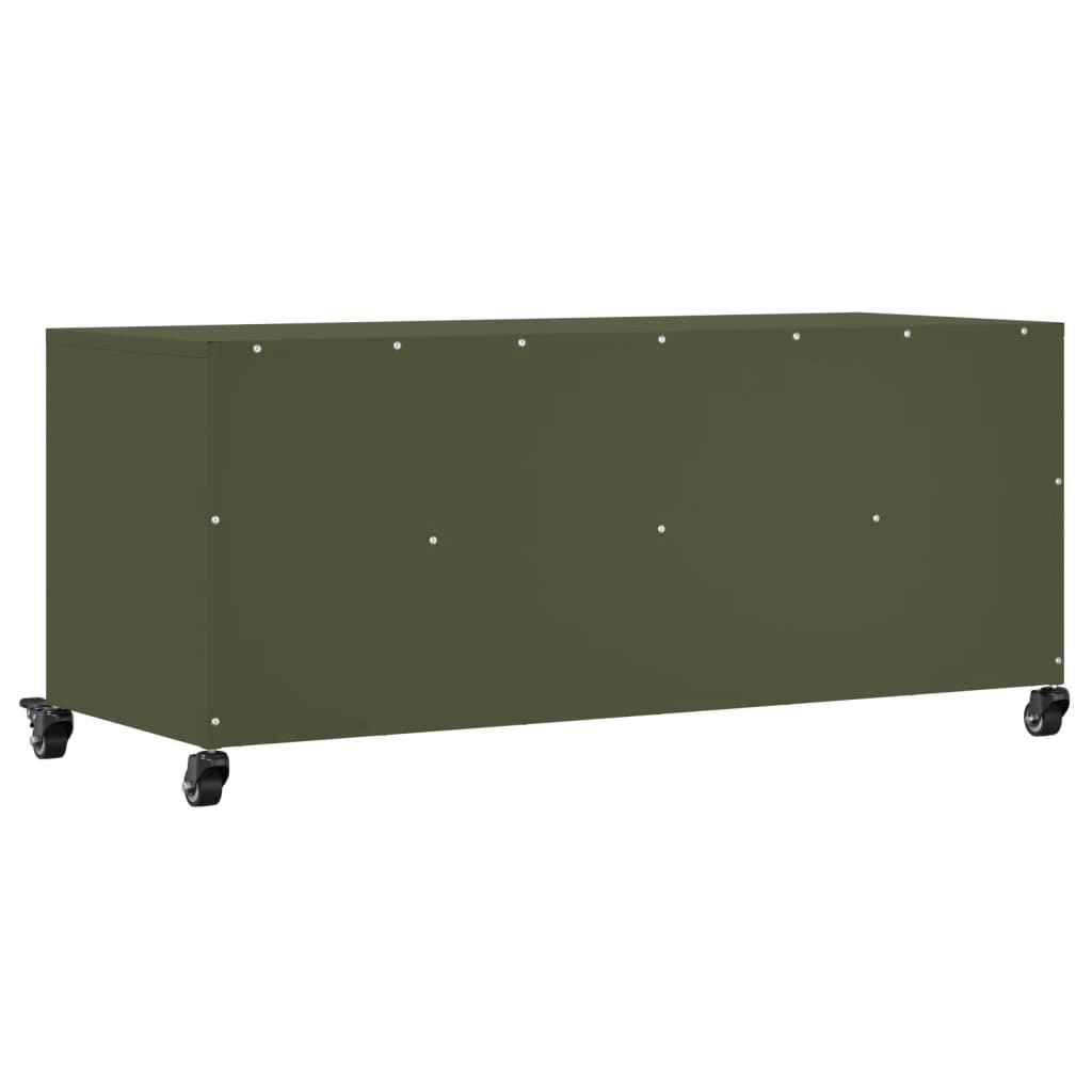 Meuble TV vert olive 100,5x39x43,5 cm acier