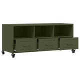 Meuble TV vert olive 100,5x39x43,5 cm acier