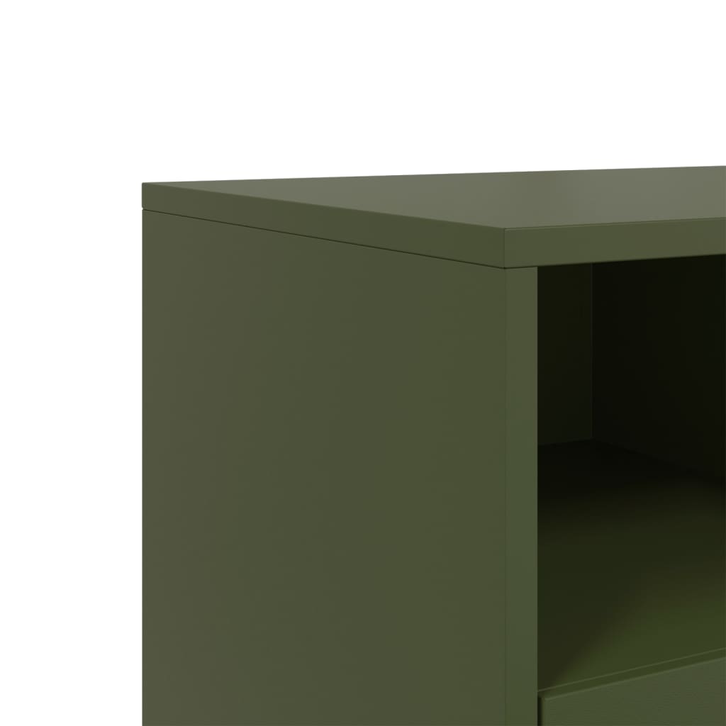 Meuble TV vert olive 100,5x39x43,5 cm acier