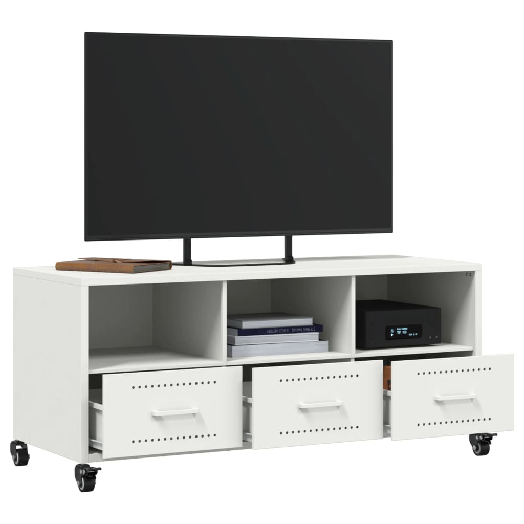 Meuble TV blanc 100,5x39x43,5 cm acier