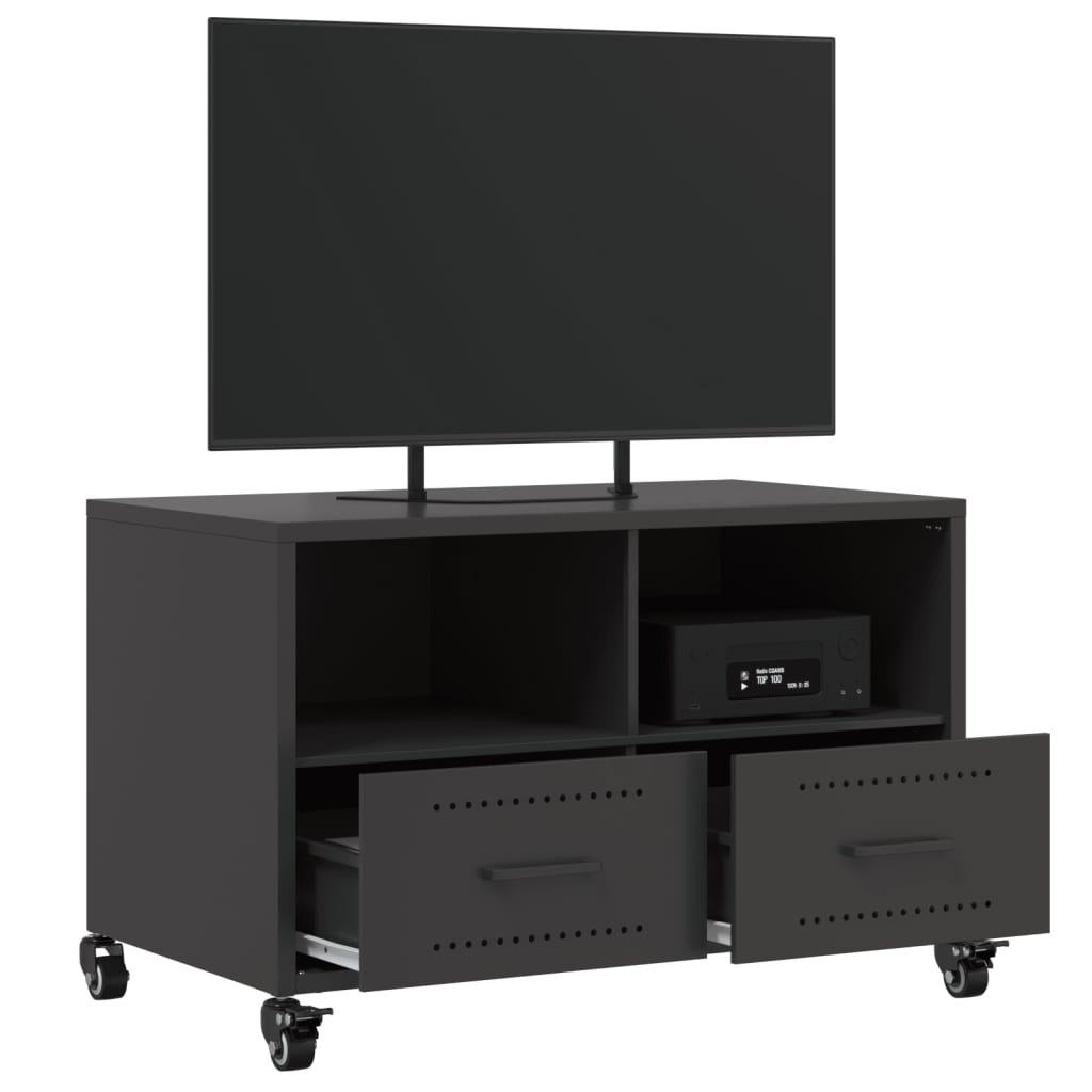 Meuble TV noir 68x39x43,5 cm acier