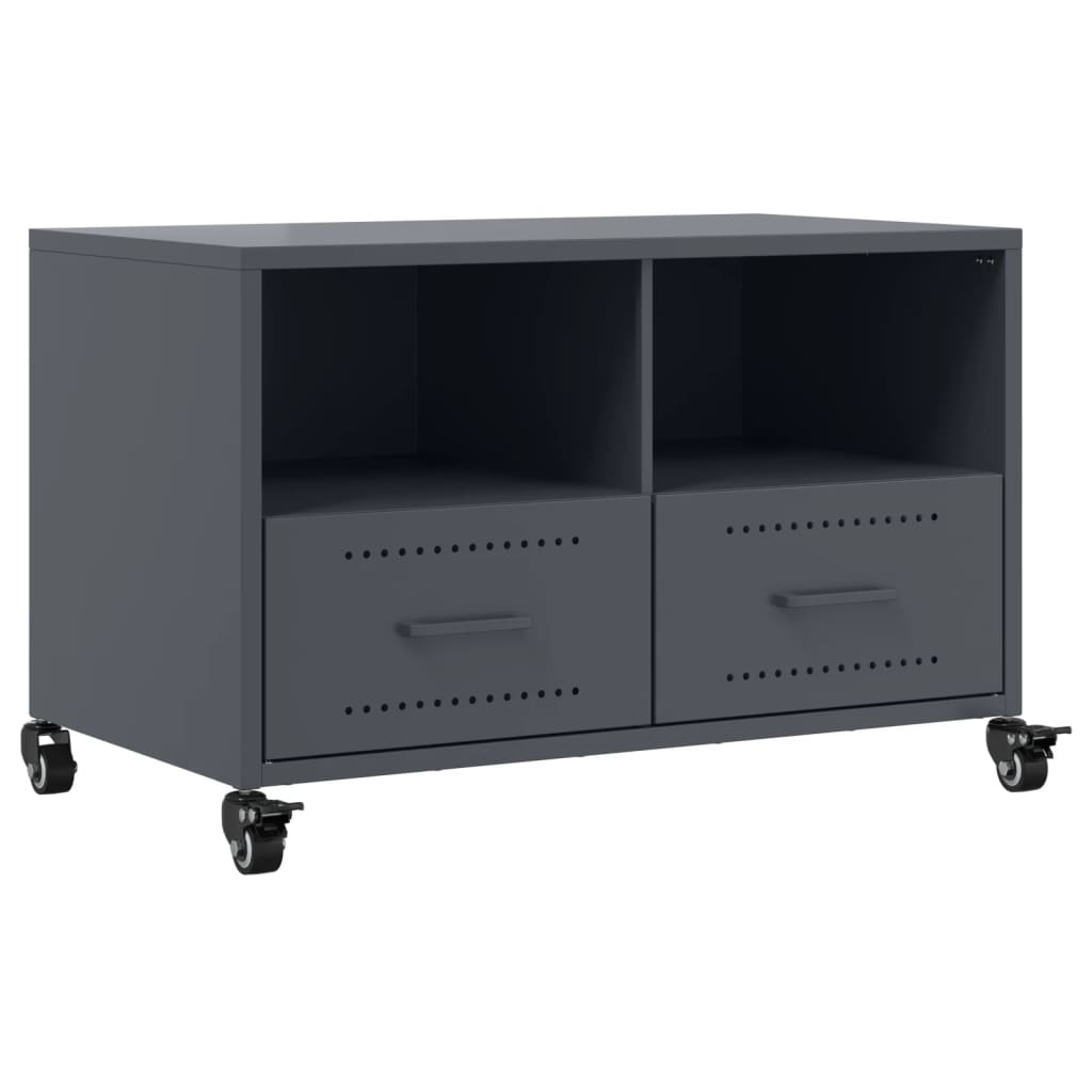 Meuble TV anthracite 68x39x43,5 cm acier