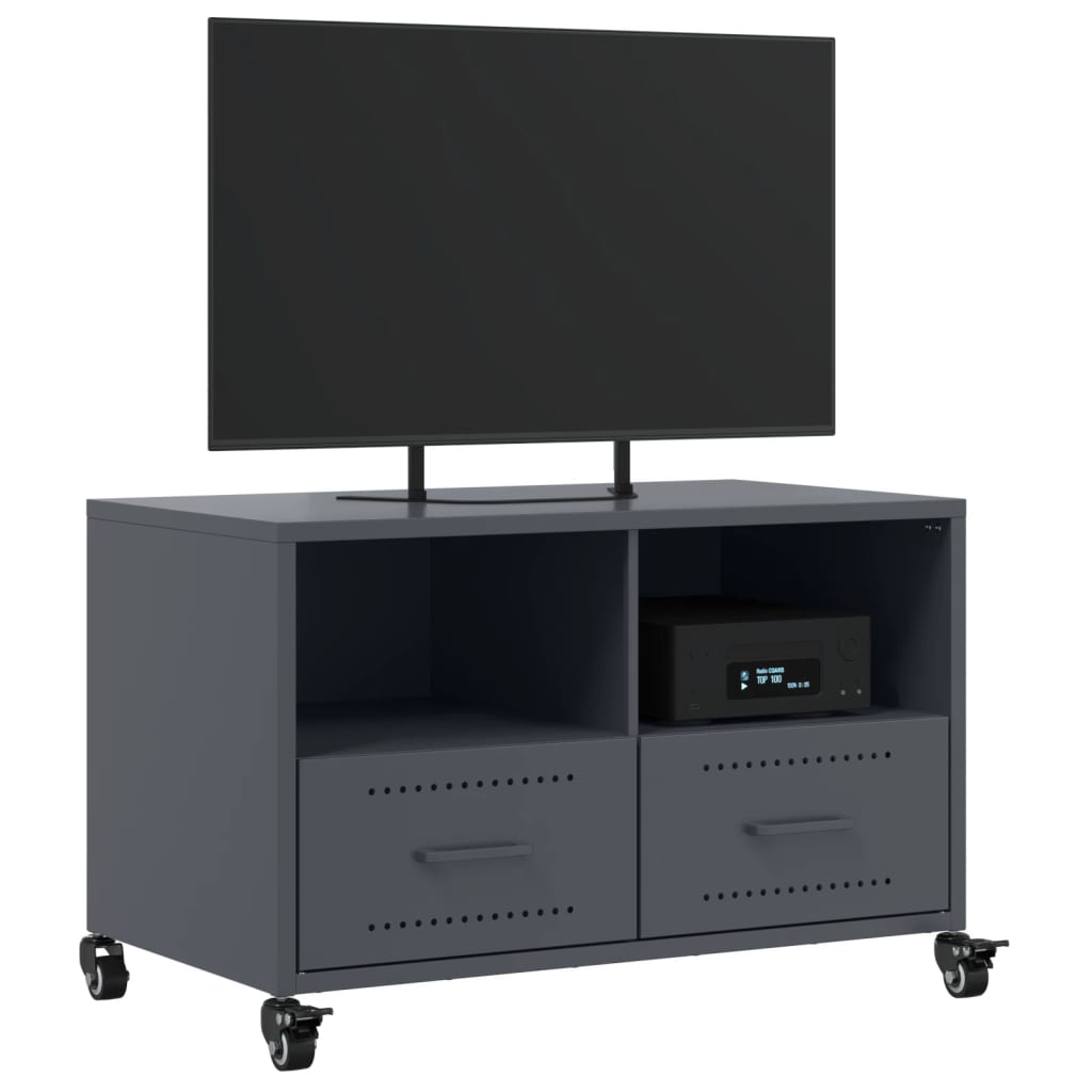 Meuble TV anthracite 68x39x43,5 cm acier