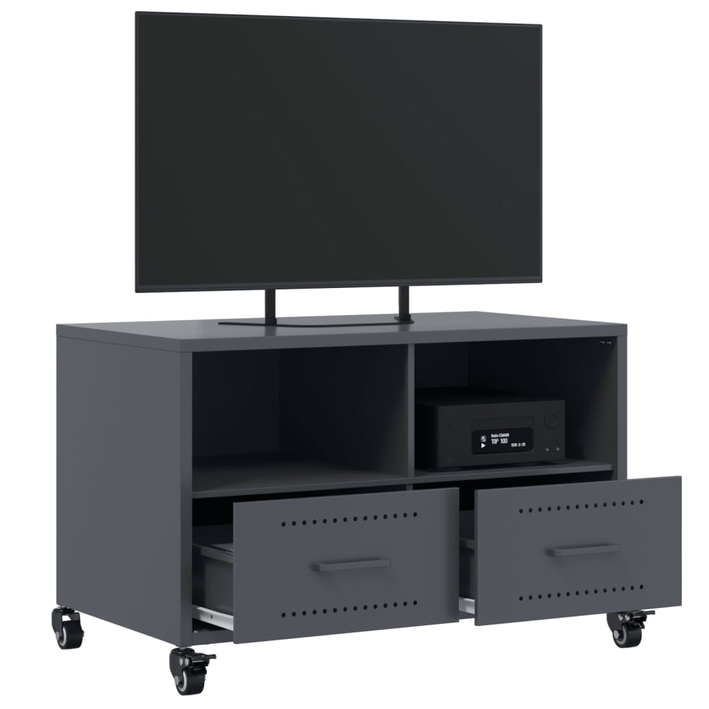 Meuble TV anthracite 68x39x43,5 cm acier